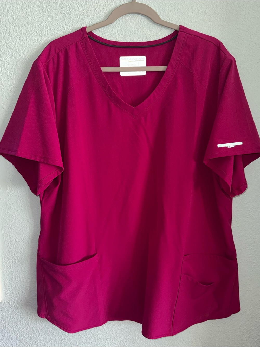 Skechers Magenta V-Neck Scrub Top
